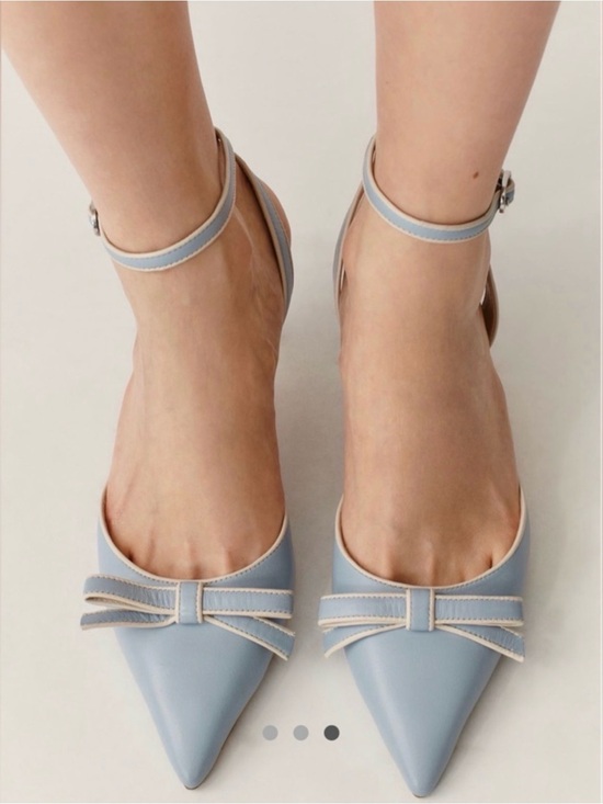 Anthropologie Shoes - ISO Anthropologie Pale Blue Pointed-Toe Ankle-Strap Flats with Bow 9.5